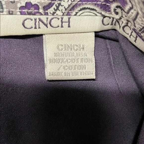 Cinch Rich Purple Shirt with Logo Men’s Size M All Cotton - Picture 4 of 5